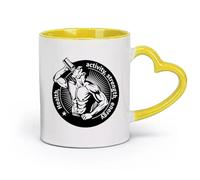 AYUEHBN ceramics Coffee & Hot Drinks Sports Nutrition Bodybuilding Fitnesscenter Gymnastics （11oz/320ml） Nice Xmas Gift Yellow