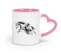 AYUEHBN ceramics Coffee Milk Tea Ceramic Mugs Abstract Beautiful Horse Girl Pet Animal （11oz/320ml） for Tea, Hot Chocolate Pink