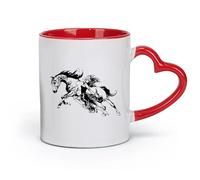 AYUEHBN ceramics Coffee Milk Tea Ceramic Mugs Abstract Beautiful Horse Girl Pet Animal （11oz/320ml） for Tea, Hot Chocolate Red