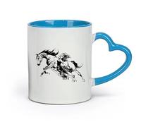 AYUEHBN ceramics Coffee Milk Tea Ceramic Mugs Abstract Beautiful Horse Girl Pet Animal （11oz/320ml） for Tea, Hot Chocolate Blue