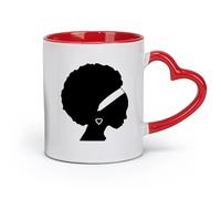AYUEHBN ceramics Coffee Milk Tea Ceramic Mugs African Girl Woman Silhouette Hair （11oz/320ml） Cappuccino, Latte Macchiato, Tea, Espresso Red