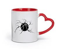 AYUEHBN ceramics Coffee Milk Tea Ceramic Mugs Crack On The Basketball Game Ball Sport （11oz/320ml） for Espresso, Tea- Set Red