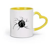 AYUEHBN ceramics Coffee Milk Tea Ceramic Mugs Crack On The Basketball Game Ball Sport （11oz/320ml） for Espresso, Tea- Set Yellow
