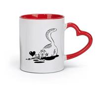 AYUEHBN ceramics Coffee Milk Tea Ceramic Mugs Cute Kitten Cat Animal Pet Love ation （11oz/320ml） for Tea, Coffee & Hot Drinks Red