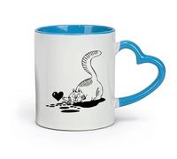 AYUEHBN ceramics Coffee Milk Tea Ceramic Mugs Cute Kitten Cat Animal Pet Love ation （11oz/320ml） for Tea, Coffee & Hot Drinks Blue