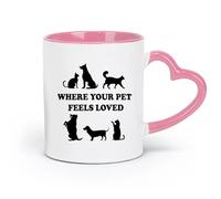 AYUEHBN ceramics Coffee Milk Tea Ceramic Mugs Cute Pets Friendship Love Animals Phrase （11oz/320ml） for Tea, Coffee & Hot Drinks Pink