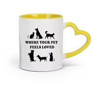 AYUEHBN ceramics Coffee Milk Tea Ceramic Mugs Cute Pets Friendship Love Animals Phrase （11oz/320ml） for Tea, Coffee & Hot Drinks Yellow