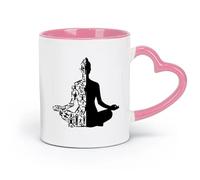 AYUEHBN ceramics Coffee Milk Tea Ceramic Mugs Healthy Lifestyle Sports Meditation Yoga （11oz/320ml） for Espresso, Tea- Set Pink