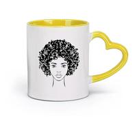AYUEHBN ceramics Coffee Mug Afro Hairstyle African Girl Curls Hair Salon （11oz/320ml） Coffee, Tea, Latte, Milk, Cocoa, Juice and Other Hot Drinks Yellow