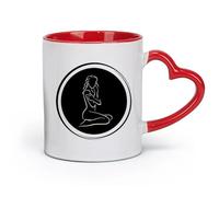 AYUEHBN ceramics Coffee Mug, Circle Enso Girl sex appeal Body SPA Massage （11oz/320ml） Humorous Gift for Coffee Lovers, Work Besties, Coworkers & Friends Red