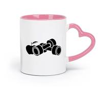 AYUEHBN ceramics Coffee Mug Dumbbell Healthy Lifestyle Nutrition Diet Gymnastics （11oz/320ml） fine china (ceramic) Pink