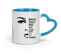 AYUEHBN ceramics Coffee Mug, Makeup Beautiful Face Beauty Fashion Salon （11oz/320ml） Humorous Gift for Coffee Lovers, Work Besties, Coworkers & Friends Blue
