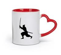 AYUEHBN ceramics Coffee Mug Samurai Asian Style Man Martial Arts Boy Room （11oz/320ml） Humorous Gift for Coffee Lovers, Work Besties, Coworkers & Friends Red