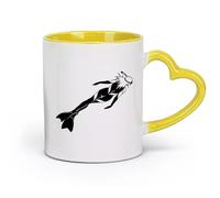 AYUEHBN ceramics Coffee Mug Scuba Diving Underwater Diver Club Girl Woman （11oz/320ml） Coffee, Tea, Latte, Milk, Cocoa, Juice and Other Hot Drinks Yellow