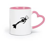 AYUEHBN ceramics Coffee Mug Scuba Diving Underwater Diver Club Girl Woman （11oz/320ml） Coffee, Tea, Latte, Milk, Cocoa, Juice and Other Hot Drinks Pink