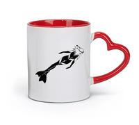 AYUEHBN ceramics Coffee Mug Scuba Diving Underwater Diver Club Girl Woman （11oz/320ml） Coffee, Tea, Latte, Milk, Cocoa, Juice and Other Hot Drinks Red