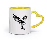 AYUEHBN ceramics Coffee Mug with Handle - Classic Ceramic Bird Of Prey Flying Eagle Hawk （11oz/320ml） and Microwave-Safe Yellow