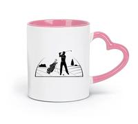 AYUEHBN ceramics Coffee Mug with Handle - Classic Ceramic Golf Resort Club Golfer Player （11oz/320ml） Restaurant, Office Pink
