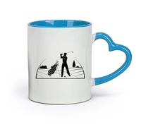 AYUEHBN ceramics Coffee Mug with Handle - Classic Ceramic Golf Resort Club Golfer Player （11oz/320ml） Restaurant, Office Blue