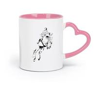AYUEHBN ceramics Coffee Mug with Handle - Classic Ceramic Jockey Horse Equestrian Sports （11oz/320ml） Dishwasher Safe Pink