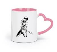 AYUEHBN ceramics Coffee Mug with Handle - Classic Ceramic Sports Baseball Bat Player （11oz/320ml） Dishwasher and Microwave Safe Pink