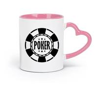 AYUEHBN ceramics Cool Tea and Coffee Mug Gambling Poker Chip Casino House （11oz/320ml） Coffee, Tea, Latte, Milk, Cocoa, Juice and Other Hot Drinks Pink