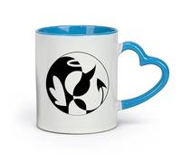 AYUEHBN ceramics Cool Tea and Coffee Mug Yin Yang Symbol Buddhism Angel And Bemon （11oz/320ml） Cappuccino, Latte Macchiato, Tea, Espresso Blue