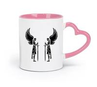 AYUEHBN ceramics Cups with Comfortable Handle Angels Knight Wings With Sword Warriors （11oz/320ml） fine china (ceramic) Pink