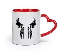 AYUEHBN ceramics Cups with Comfortable Handle Angels Knight Wings With Sword Warriors （11oz/320ml） fine china (ceramic) Red