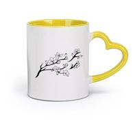 AYUEHBN ceramics Cups with Comfortable Handle Beauty Flowers Boutique Floral Bedroom （11oz/320ml） and Mulled Drinks, Espresso Yellow