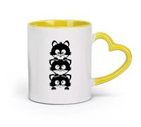 AYUEHBN ceramics Cups with Comfortable Handle Cute Kitten Cat Animal Pets Kids Baby （11oz/320ml） for Tea, Hot Chocolate Yellow