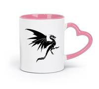 AYUEHBN ceramics Cups with Comfortable Handle Fantasy Magical Flying Dragon Mythology （11oz/320ml） fine china (ceramic) Pink