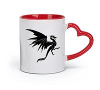 AYUEHBN ceramics Cups with Comfortable Handle Fantasy Magical Flying Dragon Mythology （11oz/320ml） fine china (ceramic) Red