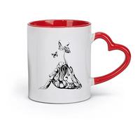 AYUEHBN ceramics Cups with Comfortable Handle sex appeal Girl Butterfly Natural Yoga （11oz/320ml） for Milk Tea Cola Water Red