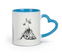 AYUEHBN ceramics Cups with Comfortable Handle sex appeal Girl Butterfly Natural Yoga （11oz/320ml） for Milk Tea Cola Water Blue