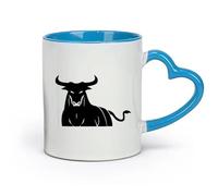 AYUEHBN ceramics Durable Mugs Angry Bull Horns Rodeo Ranch Animal Predator （11oz/320ml） for Coffee, Soup, Tea, Milk, Latte, hot Cocoa, Ladies, Men Blue