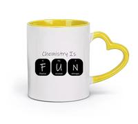 AYUEHBN ceramics Durable Mugs Chemistry Is Fun School Science Periodic Table （11oz/320ml） Humorous Gift for Coffee Lovers, Work Besties, Coworkers & Friends Yellow