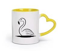 AYUEHBN ceramics Durable Mugs Exotic Bird Flamingo Beauty Animal Tribal （11oz/320ml） Humorous Gift for Coffee Lovers, Work Besties, Coworkers & Friends Yellow