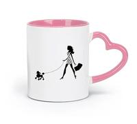 AYUEHBN ceramics Durable Mugs sex appeal Girl With Dog Pet Fancy Fashion （11oz/320ml） Humorous Gift for Coffee Lovers, Work Besties, Coworkers & Friends Pink
