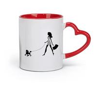 AYUEHBN ceramics Durable Mugs sex appeal Girl With Dog Pet Fancy Fashion （11oz/320ml） Humorous Gift for Coffee Lovers, Work Besties, Coworkers & Friends Red