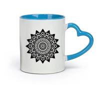 AYUEHBN ceramics Hot Chocolate Cups Circle Floral Ornament Pattern Beautiful Mandala （11oz/320ml） for Tea Coffee Milk Cappuccino Blue