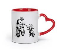 AYUEHBN ceramics Hot Chocolate Cups Motorcycle Family Father And Son Biker Bike Sport （11oz/320ml） for Tea, Coffee & Hot Drinks Red