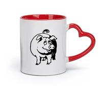 AYUEHBN ceramics Large Mugs for Hot Drinks Cute Pig Piggy Animal Farm Kids （11oz/320ml） for Coffee, Soup, Tea, Milk, Latte, hot Cocoa, Ladies, Men Red