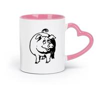 AYUEHBN ceramics Large Mugs for Hot Drinks Cute Pig Piggy Animal Farm Kids （11oz/320ml） for Coffee, Soup, Tea, Milk, Latte, hot Cocoa, Ladies, Men Pink