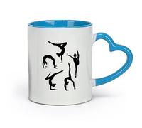 AYUEHBN ceramics Mug - Ceramic Silhouette Gymnasticsnasts Gymnastics Sports Athlete Girls （11oz/320ml） and Microwave-Safe Blue