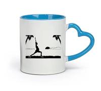 AYUEHBN ceramics Mug - Ceramic Silhouette of Pregnant Girl Yoga Seaside at Sunset （11oz/320ml） Gift for Men or Women Blue