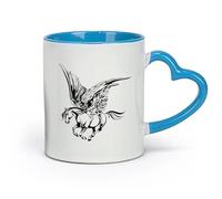 AYUEHBN ceramics Mug, coffee/tea cup Fairy tale Pegasus Horse Wings Muse Fantasy Animal （11oz/320ml） Restaurant, Office Blue