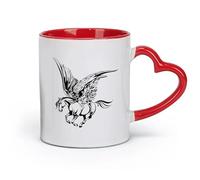 AYUEHBN ceramics Mug, coffee/tea cup Fairy tale Pegasus Horse Wings Muse Fantasy Animal （11oz/320ml） Restaurant, Office Red