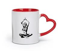 AYUEHBN ceramics Mug, coffee/tea cup Yoga Studio Pose Girl Meditation Health Beauty （11oz/320ml） for Tea, Coffee & Hot Drinks Red
