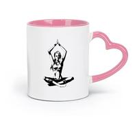 AYUEHBN ceramics Mug, coffee/tea cup Yoga Studio Pose Girl Meditation Health Beauty （11oz/320ml） for Tea, Coffee & Hot Drinks Pink